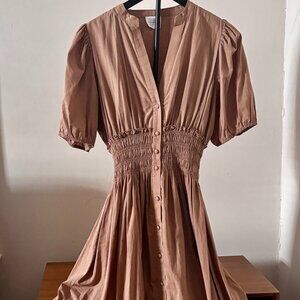 Sundays tan cotton dress with button detailing